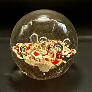 Vintage Art Glass Paperweight Multicolor Frit Controlled Bubbles 3.5" Heavy 2 lb